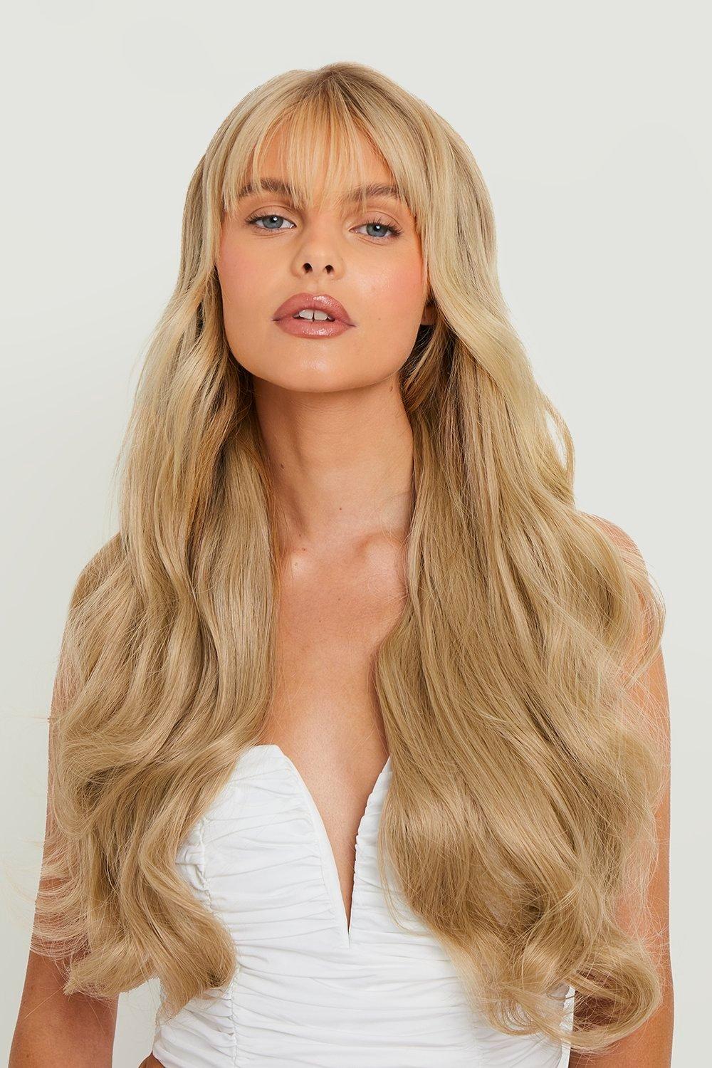 Lullabellz Super Thick 22 5 Piece Natural Wavy Clip In Extensions Boohoo Uk 